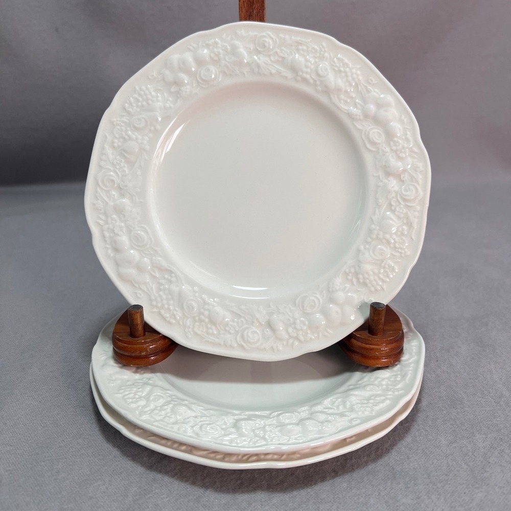 Crown Ducal Florentine White Bread & Butter Dessert 6.125" Plates 50s Vintage 3